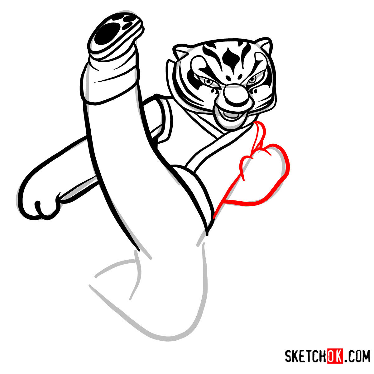 How to draw Tigress | Kung Fu Panda - step 10