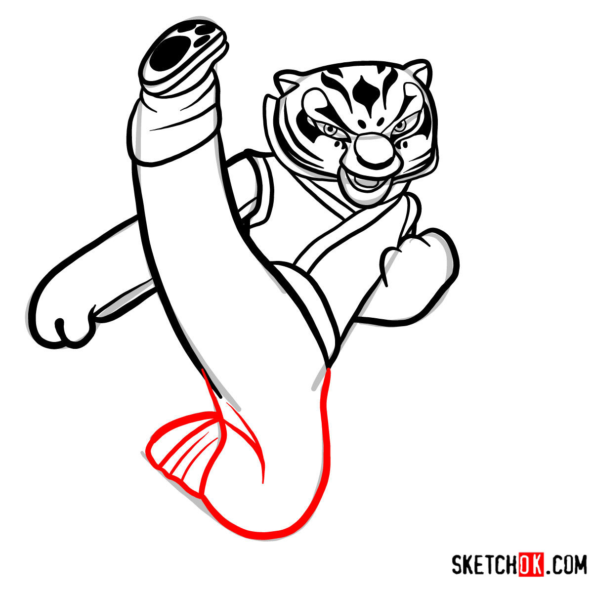 How to draw Tigress | Kung Fu Panda - step 11