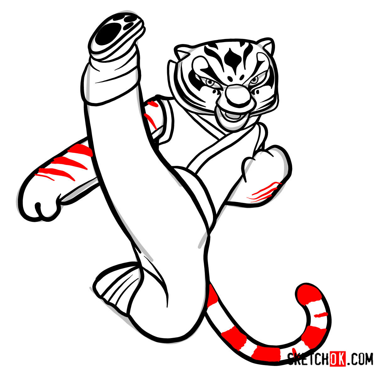 How to draw Tigress | Kung Fu Panda - step 13