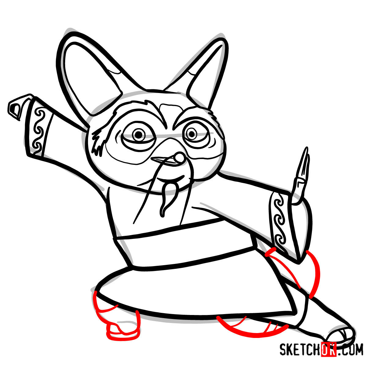 How to draw Master Shifu | Kung Fu Panda - step 09