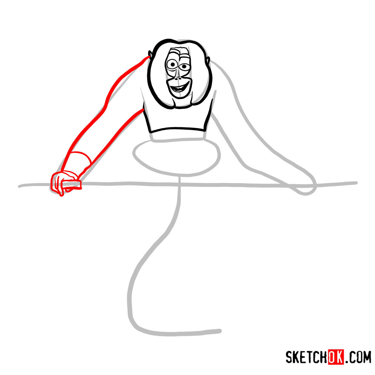 How to draw Master Monkey | Kung Fu Panda - step 06