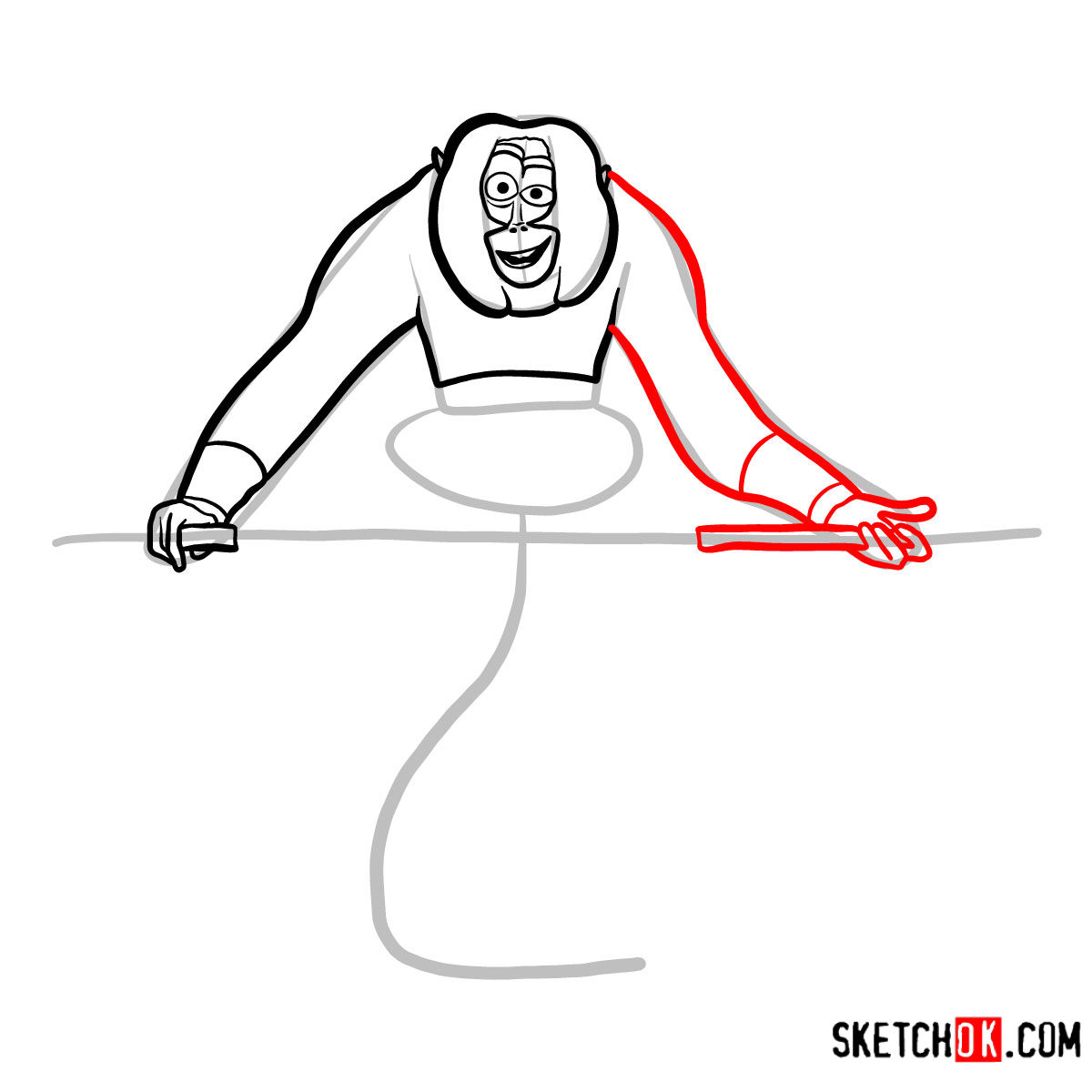 How to draw Master Monkey | Kung Fu Panda - step 07