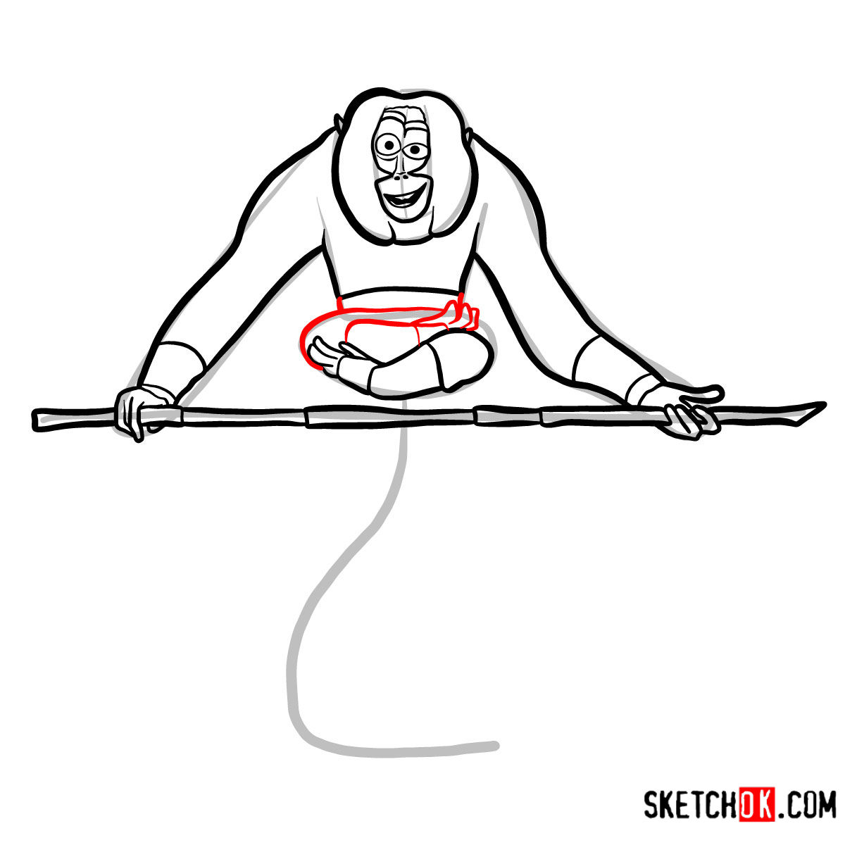 How to draw Master Monkey | Kung Fu Panda - step 10