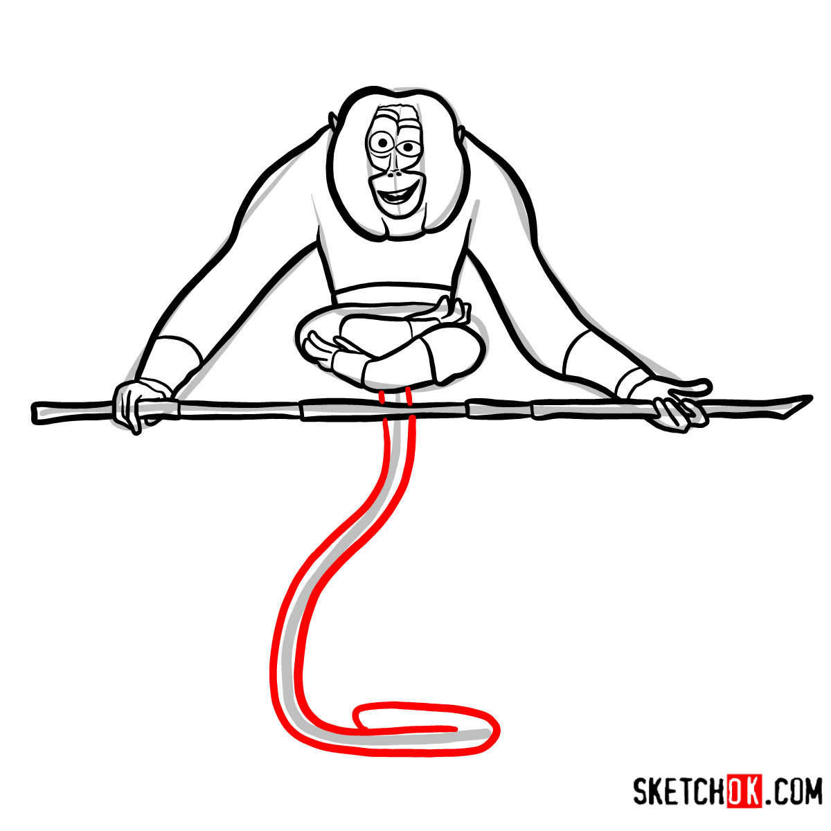 How to draw Master Monkey | Kung Fu Panda - step 11