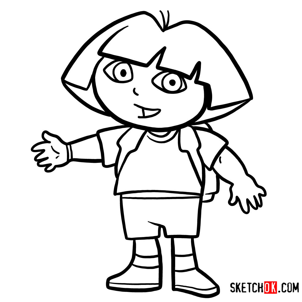 How to draw Dora the Explorer - Sketchok easy drawing guides