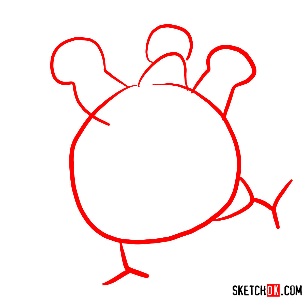 How to draw Big Red Chicken | Dora the Explorer - step 01