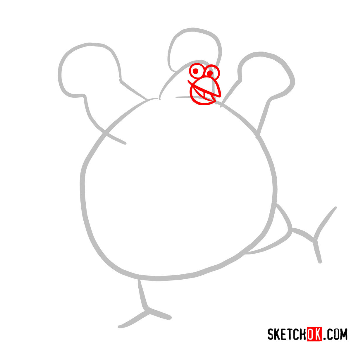How to draw Big Red Chicken | Dora the Explorer - step 02