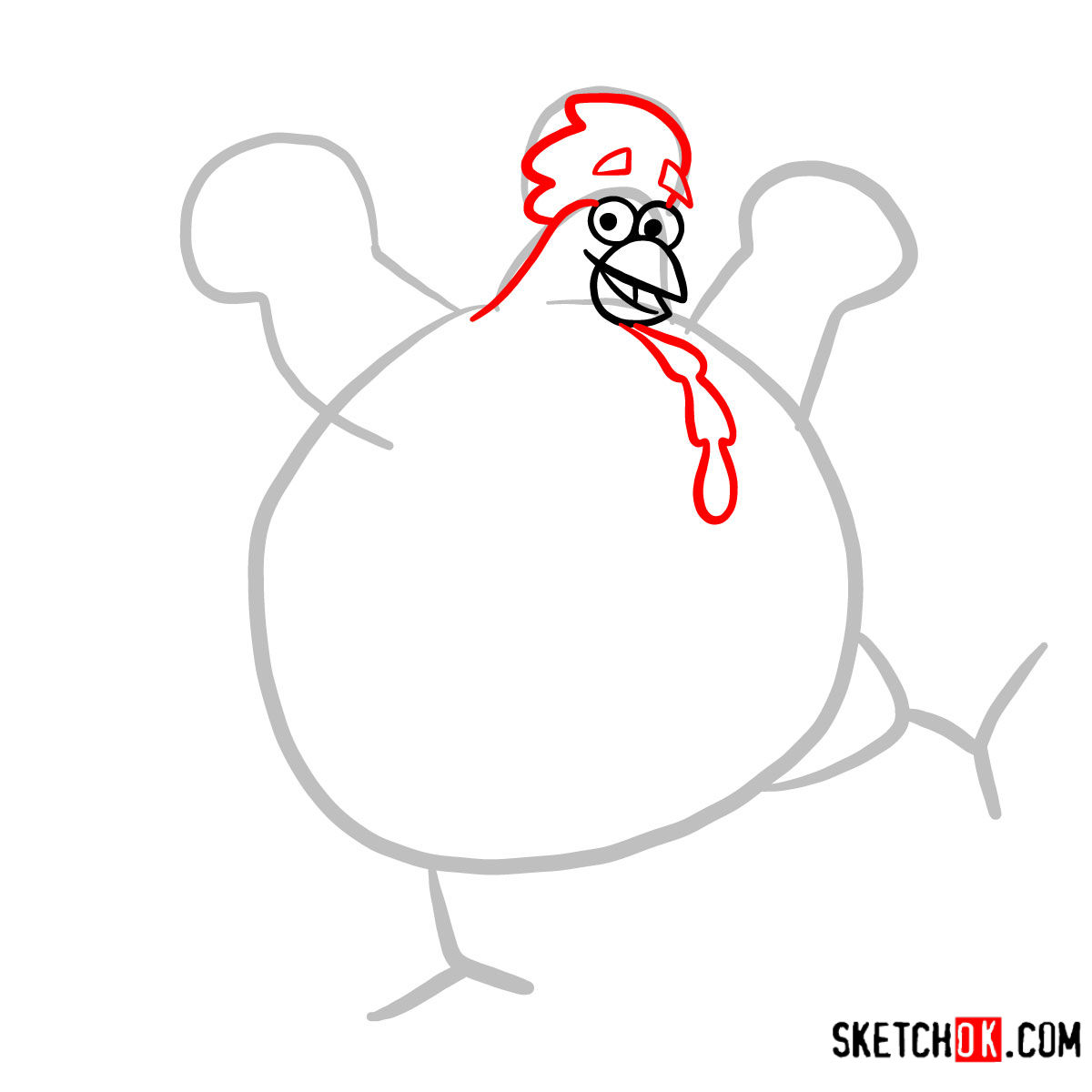 How to draw Big Red Chicken | Dora the Explorer - step 03