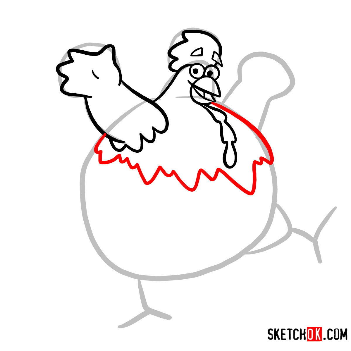 How to draw Big Red Chicken | Dora the Explorer - step 05