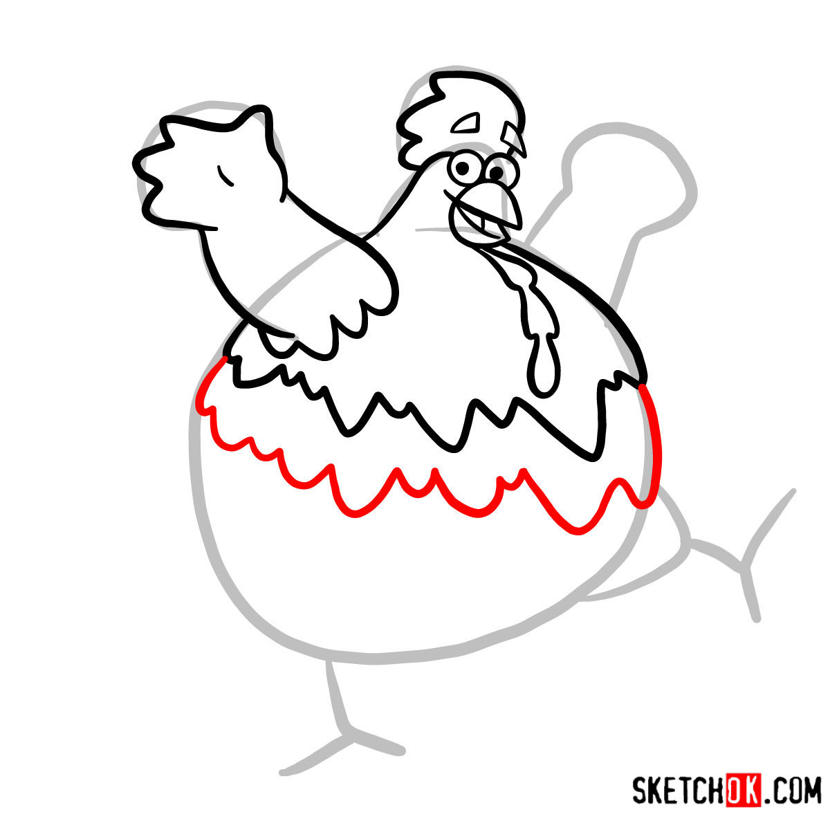 How to draw Big Red Chicken | Dora the Explorer -  step 06