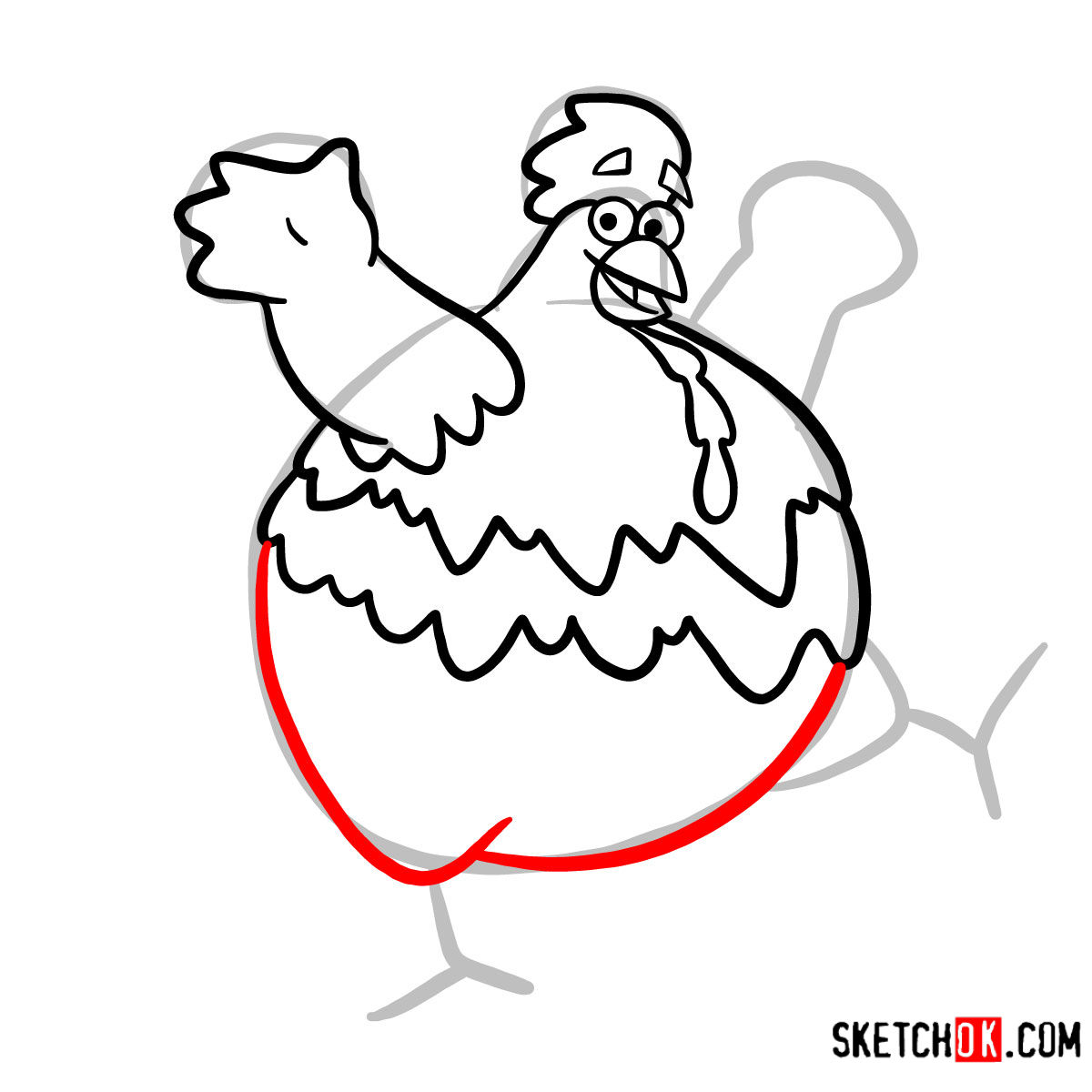 How to draw Big Red Chicken | Dora the Explorer - step 07