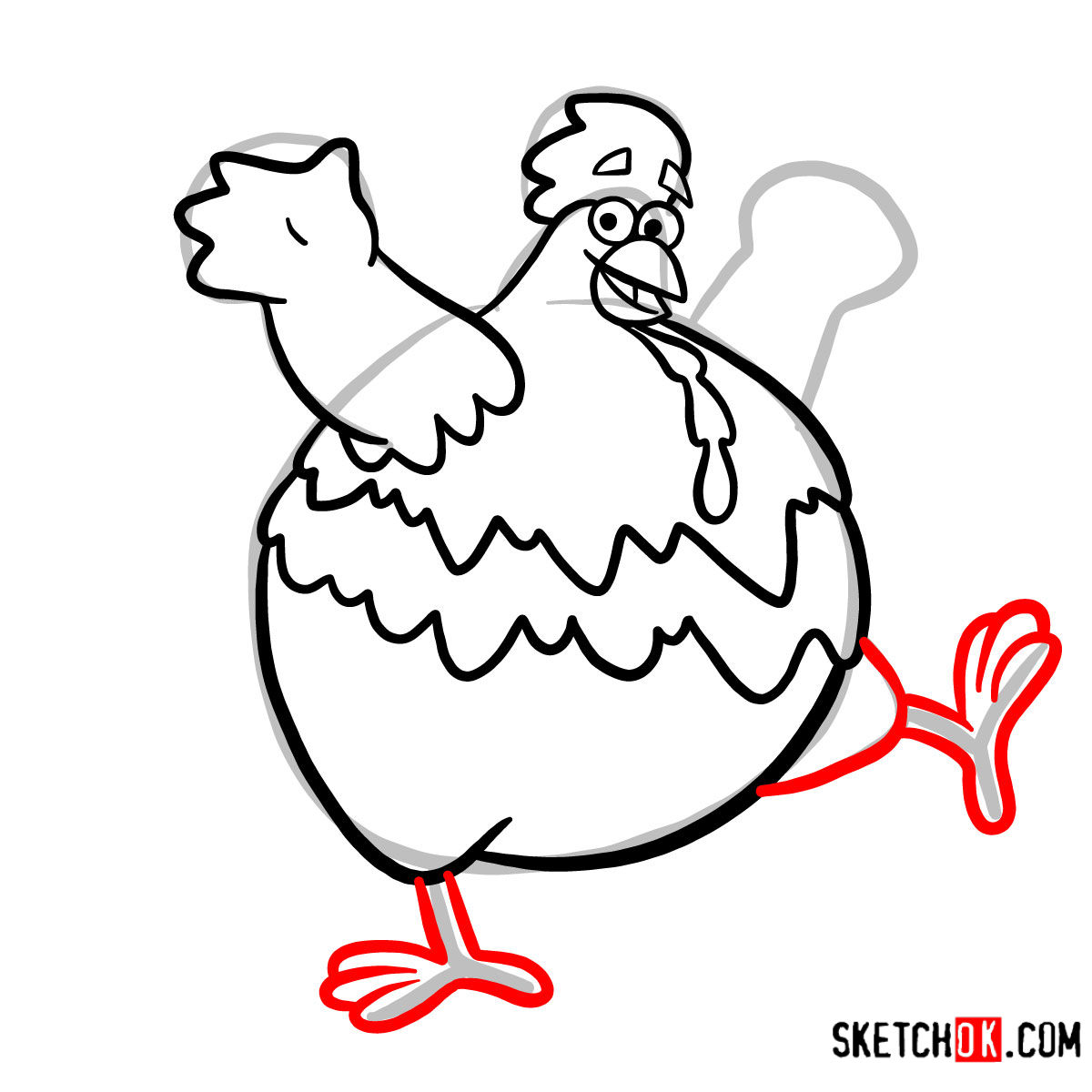 How to draw Big Red Chicken | Dora the Explorer - step 08