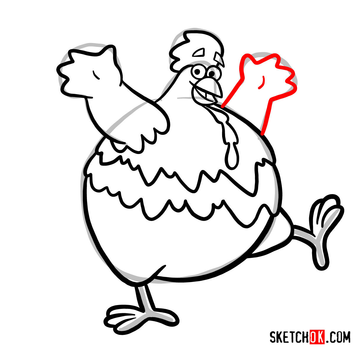 How to draw Big Red Chicken | Dora the Explorer - step 09
