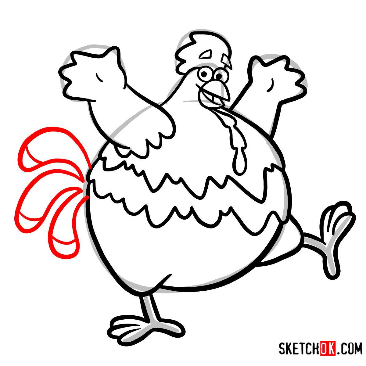 How to draw Big Red Chicken | Dora the Explorer - step 10