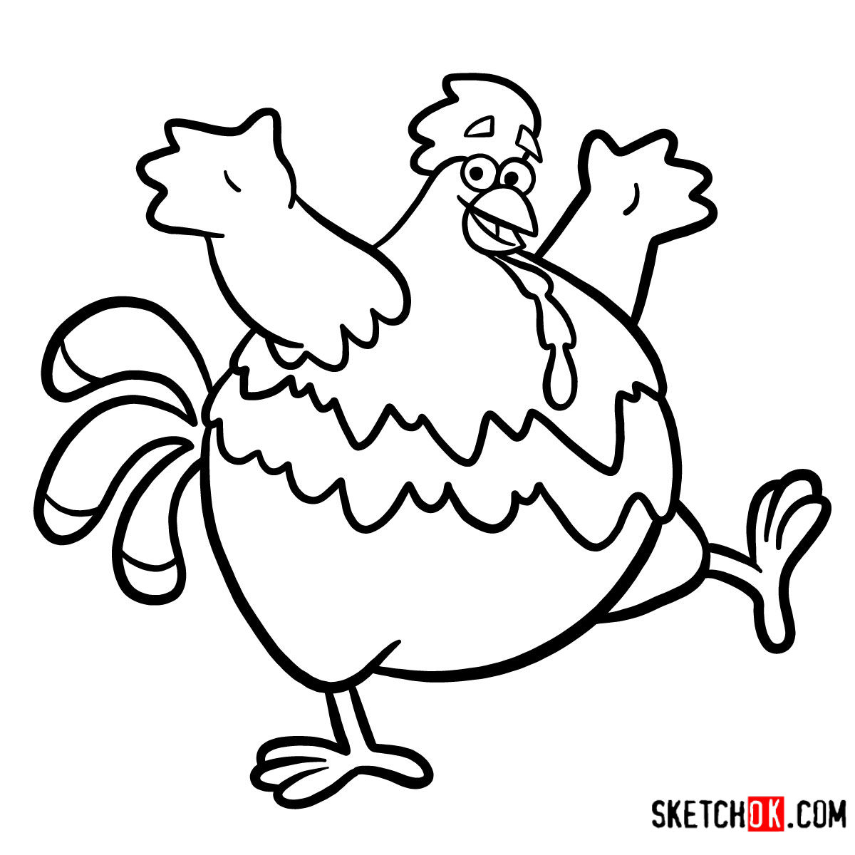 How to draw Big Red Chicken | Dora the Explorer