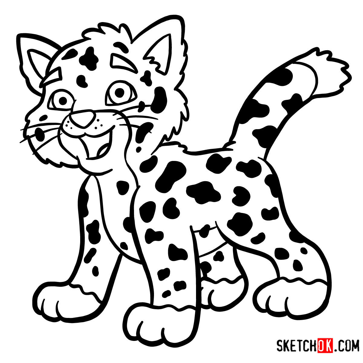 How to draw Baby Jaguar Dora the Explorer Step by step