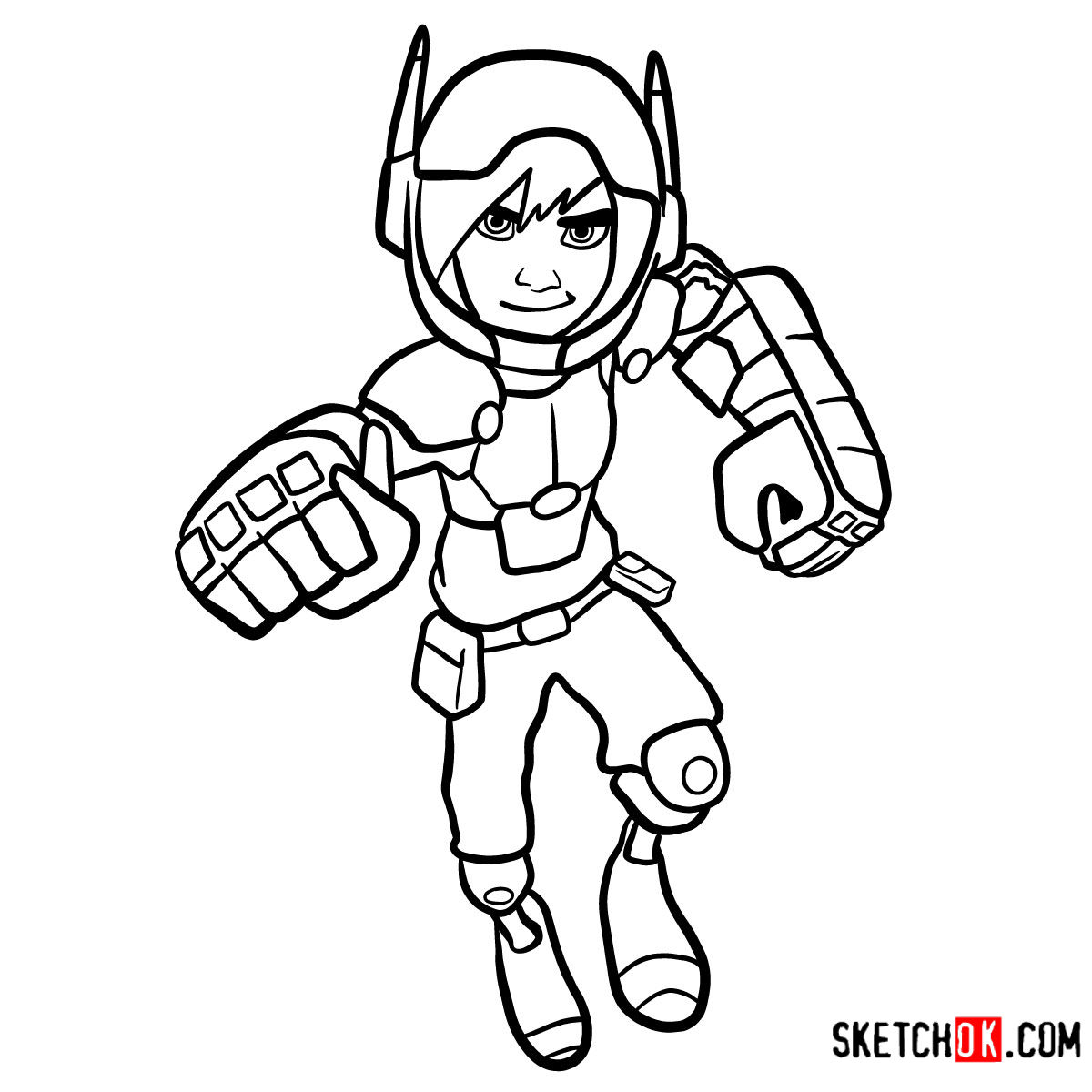 How to draw Hiro Hamada in his superhero suit