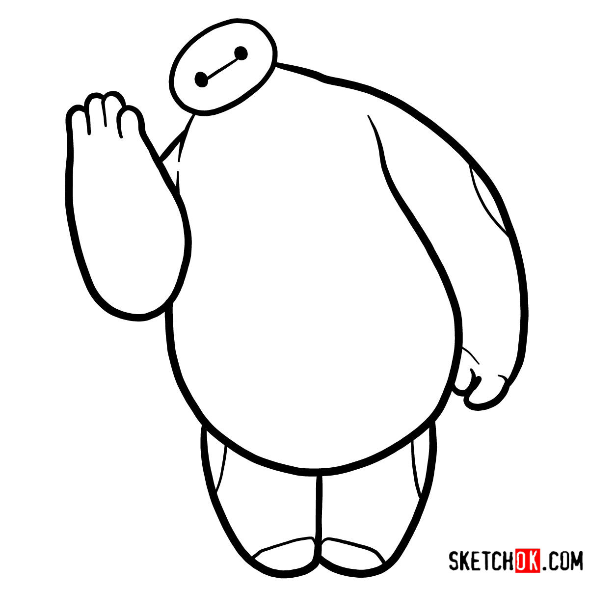 How to draw Baymax waving