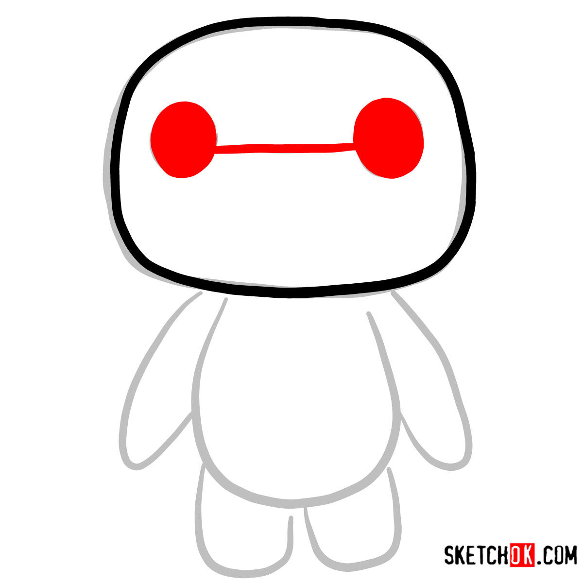 How to draw Baymax chibi | Big Hero 6 - step 03