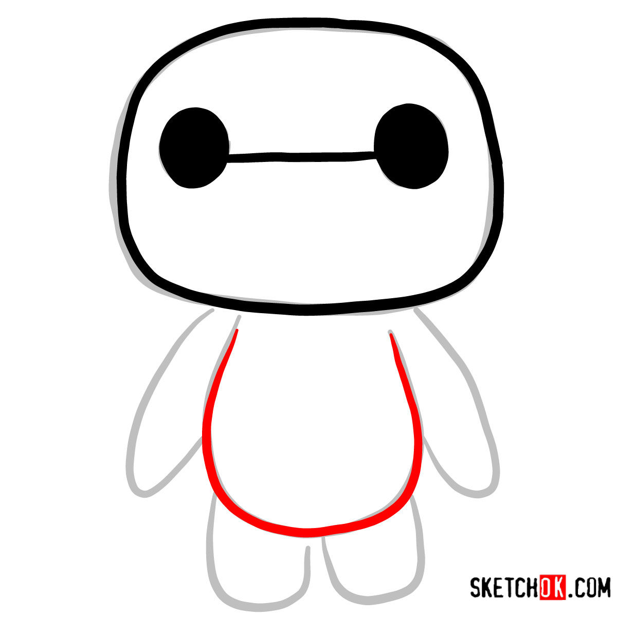 How to draw Baymax chibi | Big Hero 6 - step 04