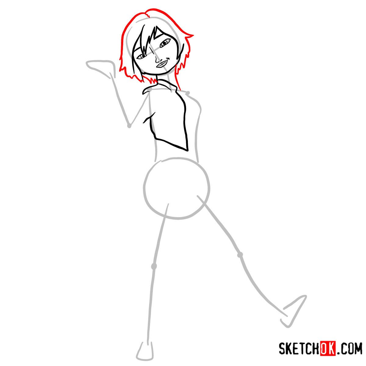 How to draw Go Go Tomago in her regular outfit - step 05