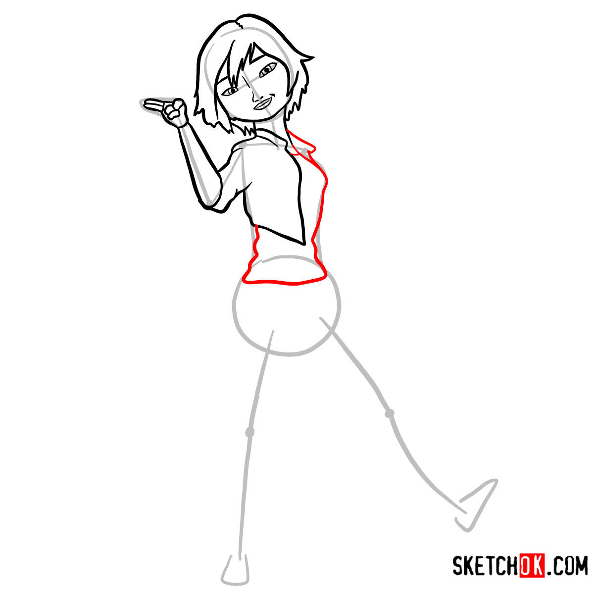 How to draw Go Go Tomago in her regular outfit - step 07
