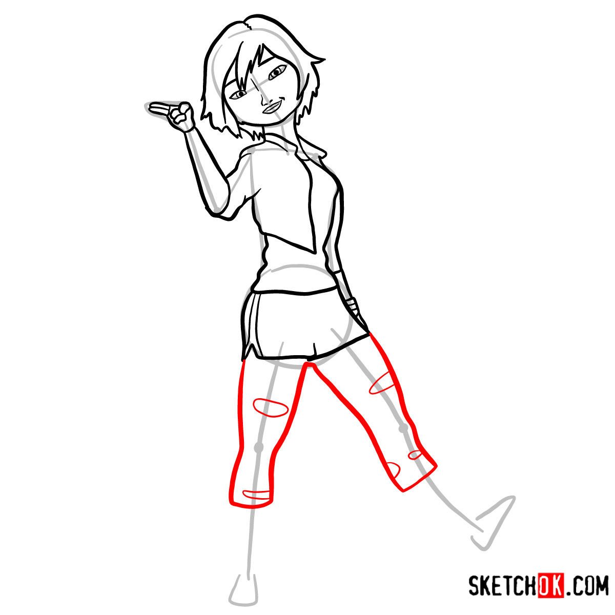 How to draw Go Go Tomago in her regular outfit - step 10