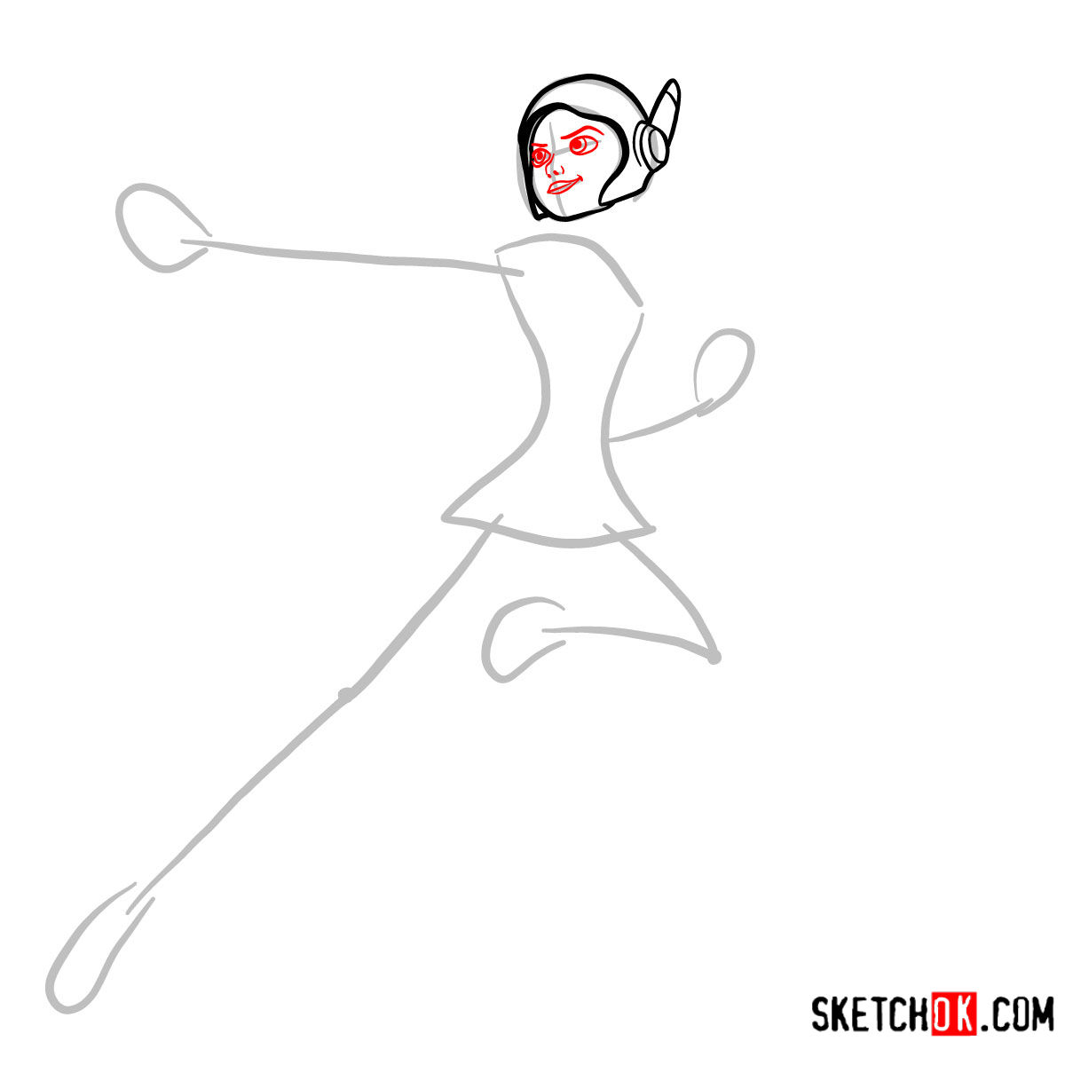 How to draw Honey Lemon in her superhero suit - step 04