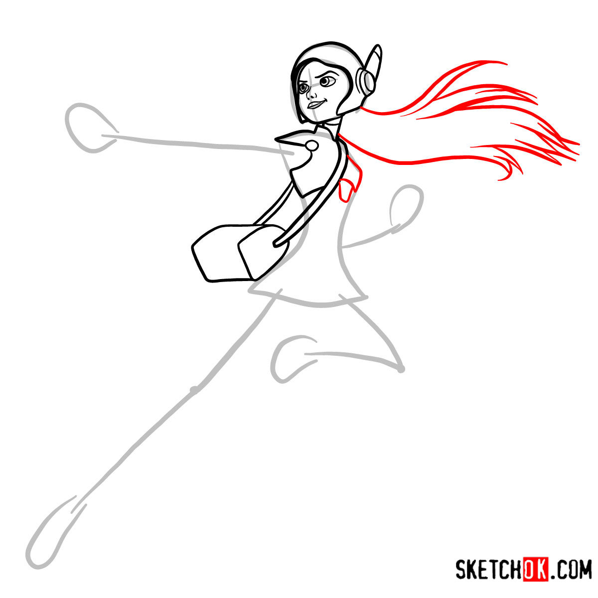How to draw Honey Lemon in her superhero suit - step 07