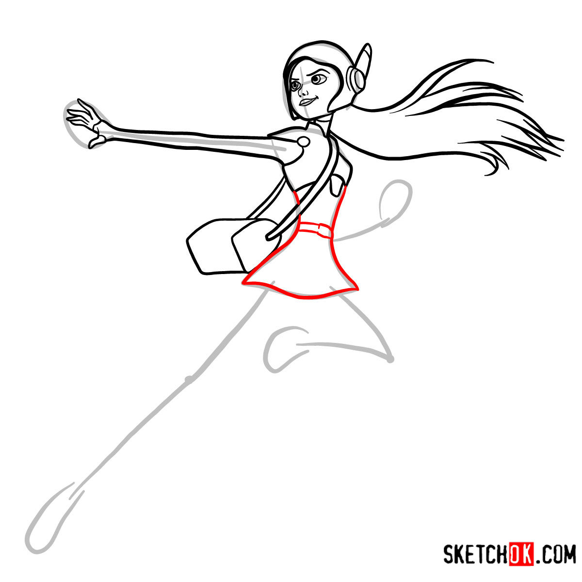 How to draw Honey Lemon in her superhero suit - step 09
