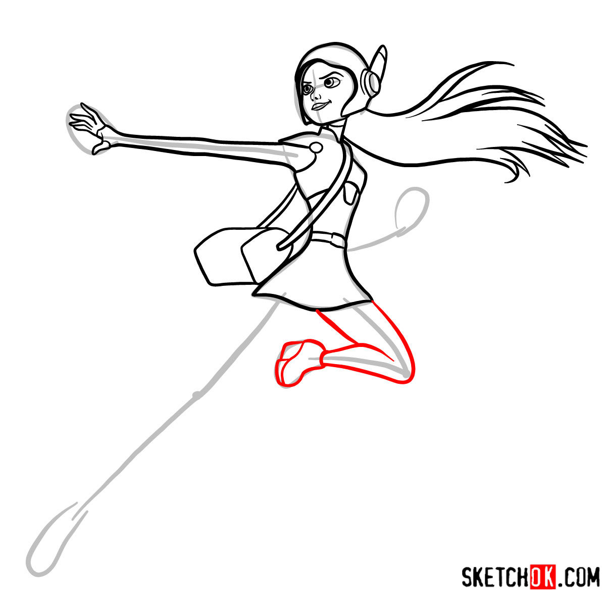 How to draw Honey Lemon in her superhero suit - step 10