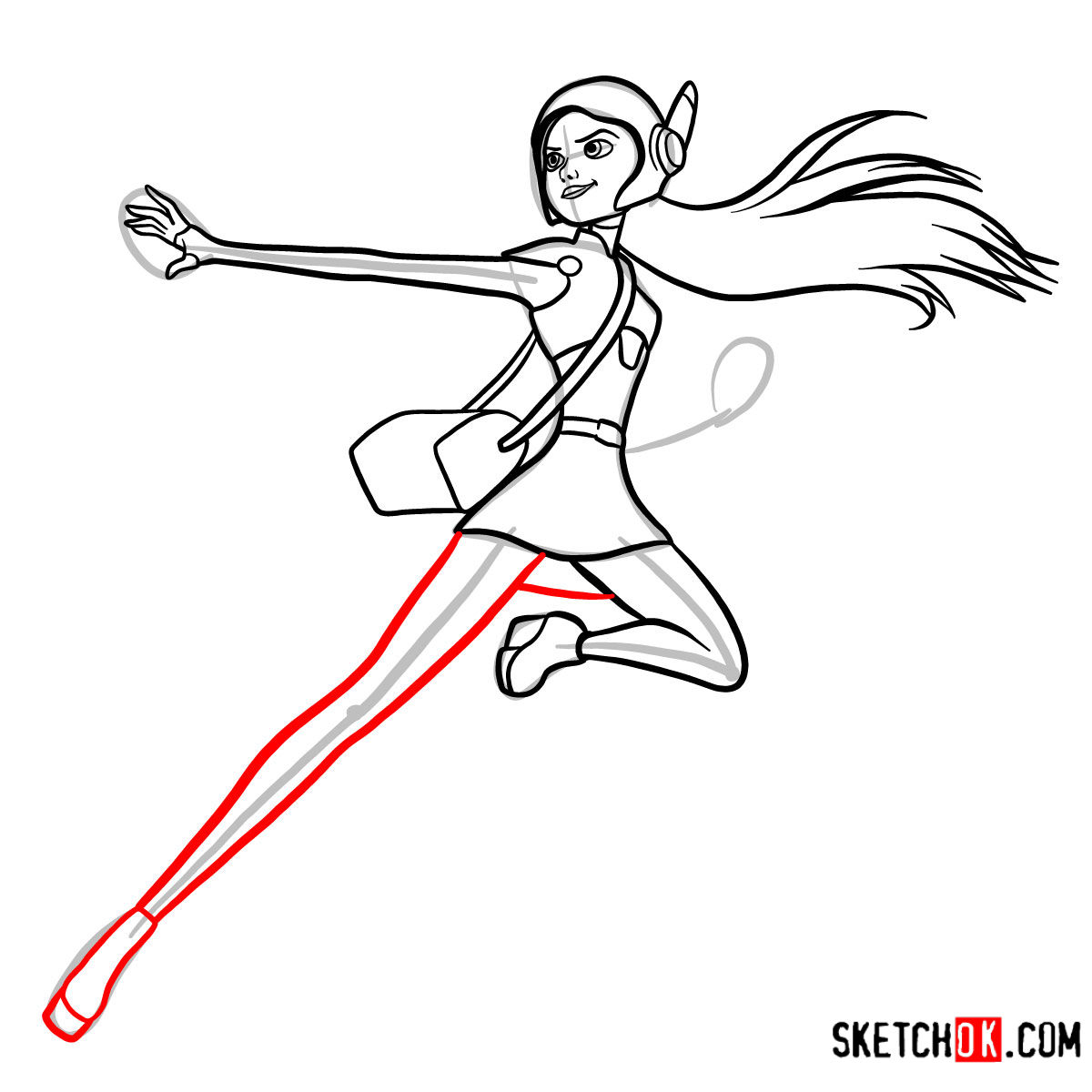 How to draw Honey Lemon in her superhero suit - step 11