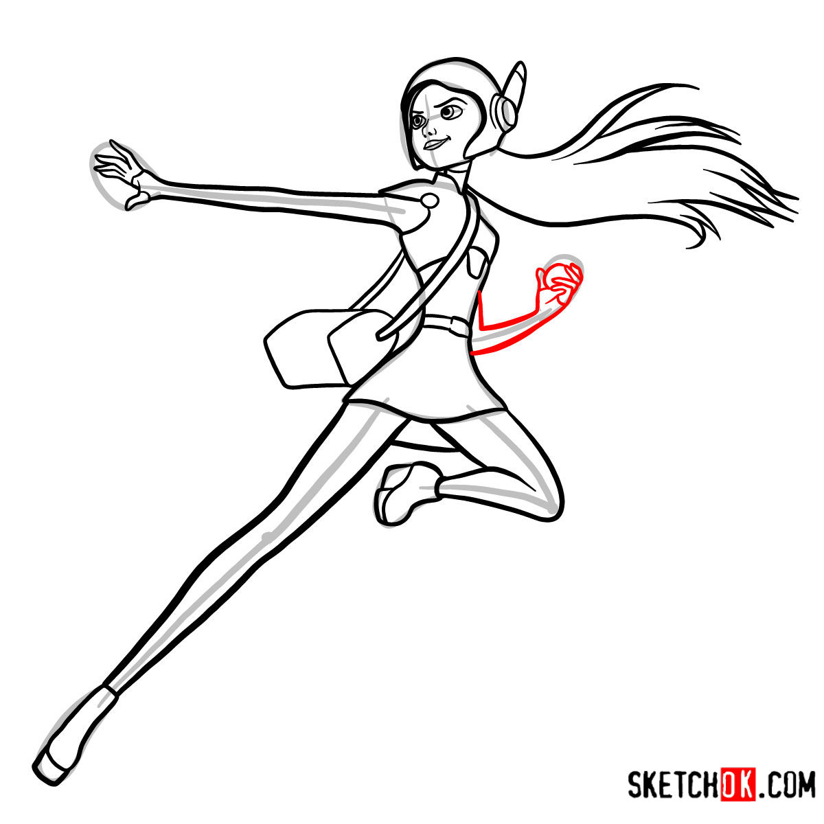 How to draw Honey Lemon in her superhero suit - step 12