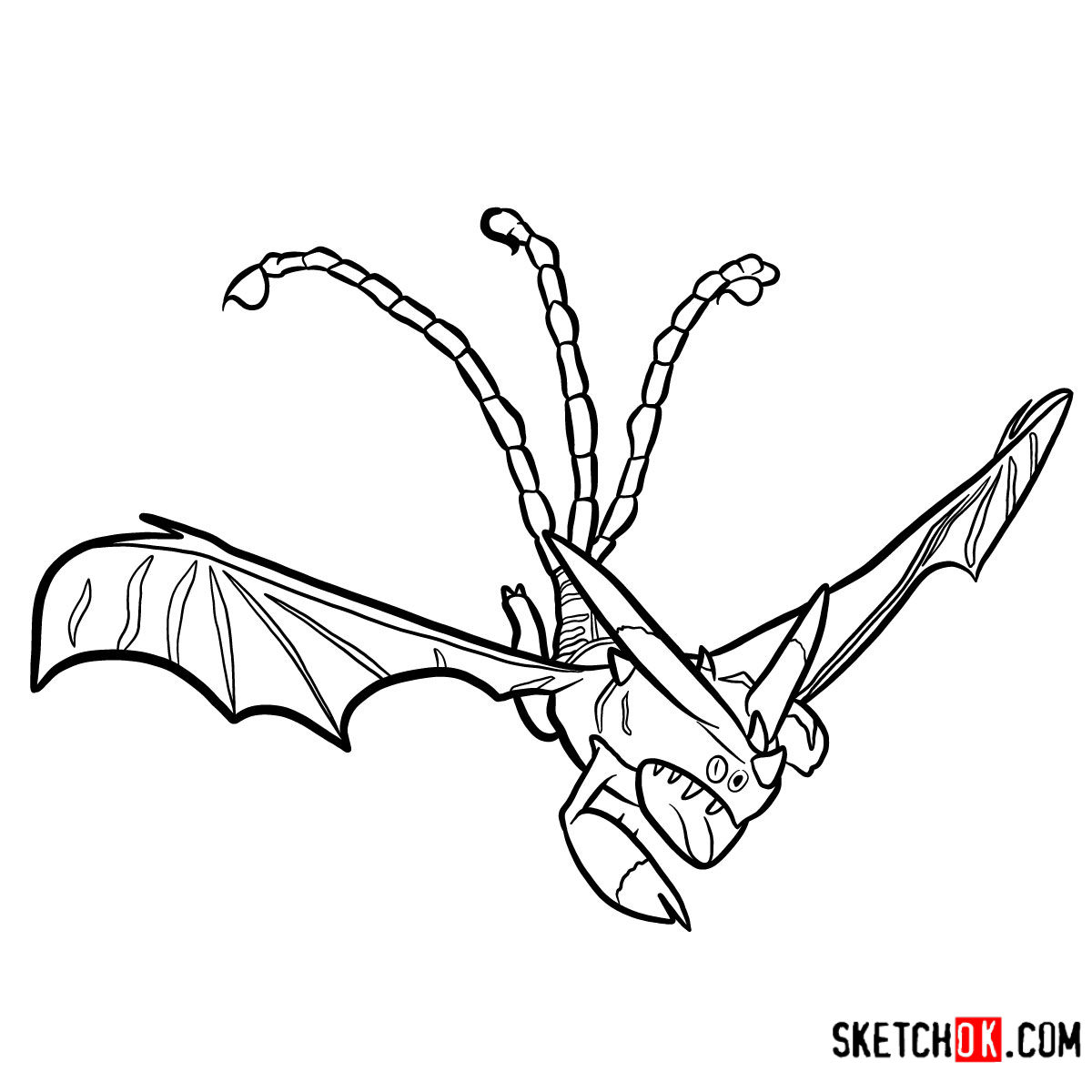 How to draw Triple Stryke Dragon How to Train Your Dragon Sketchok