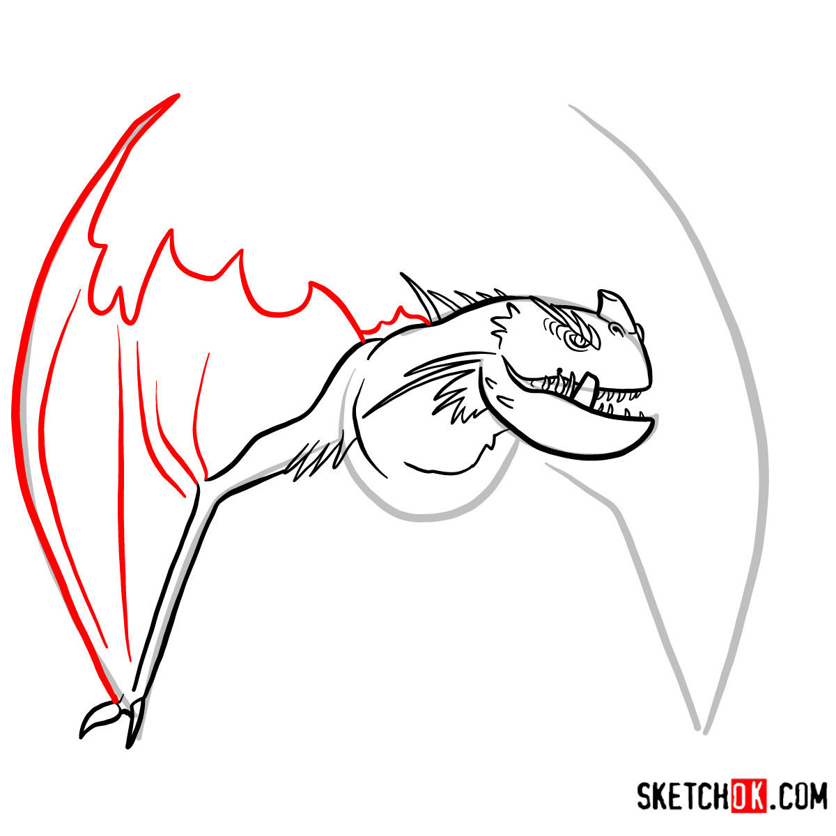 How to draw The Snow Wraith Dragon | How to Train Your Dragon - step 07