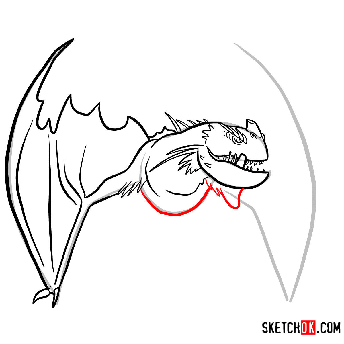 How to draw The Snow Wraith Dragon | How to Train Your Dragon - step 08