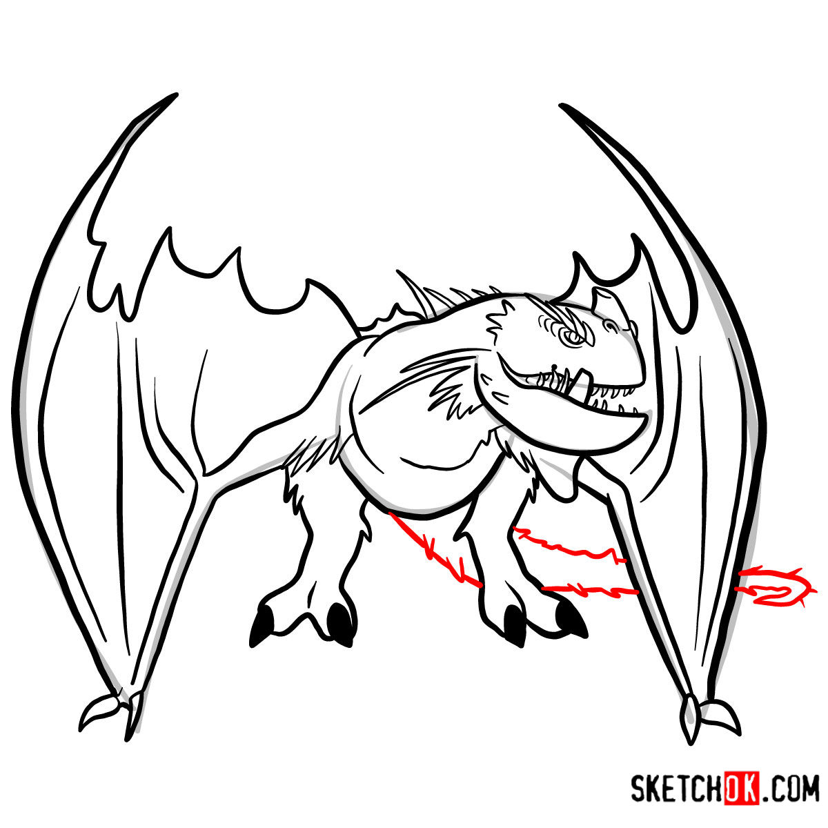 How to draw The Snow Wraith Dragon | How to Train Your Dragon - step 12