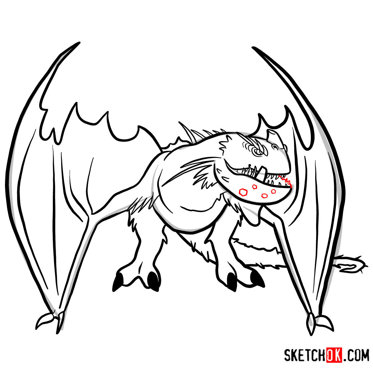 How to draw The Snow Wraith Dragon | How to Train Your Dragon - step 13