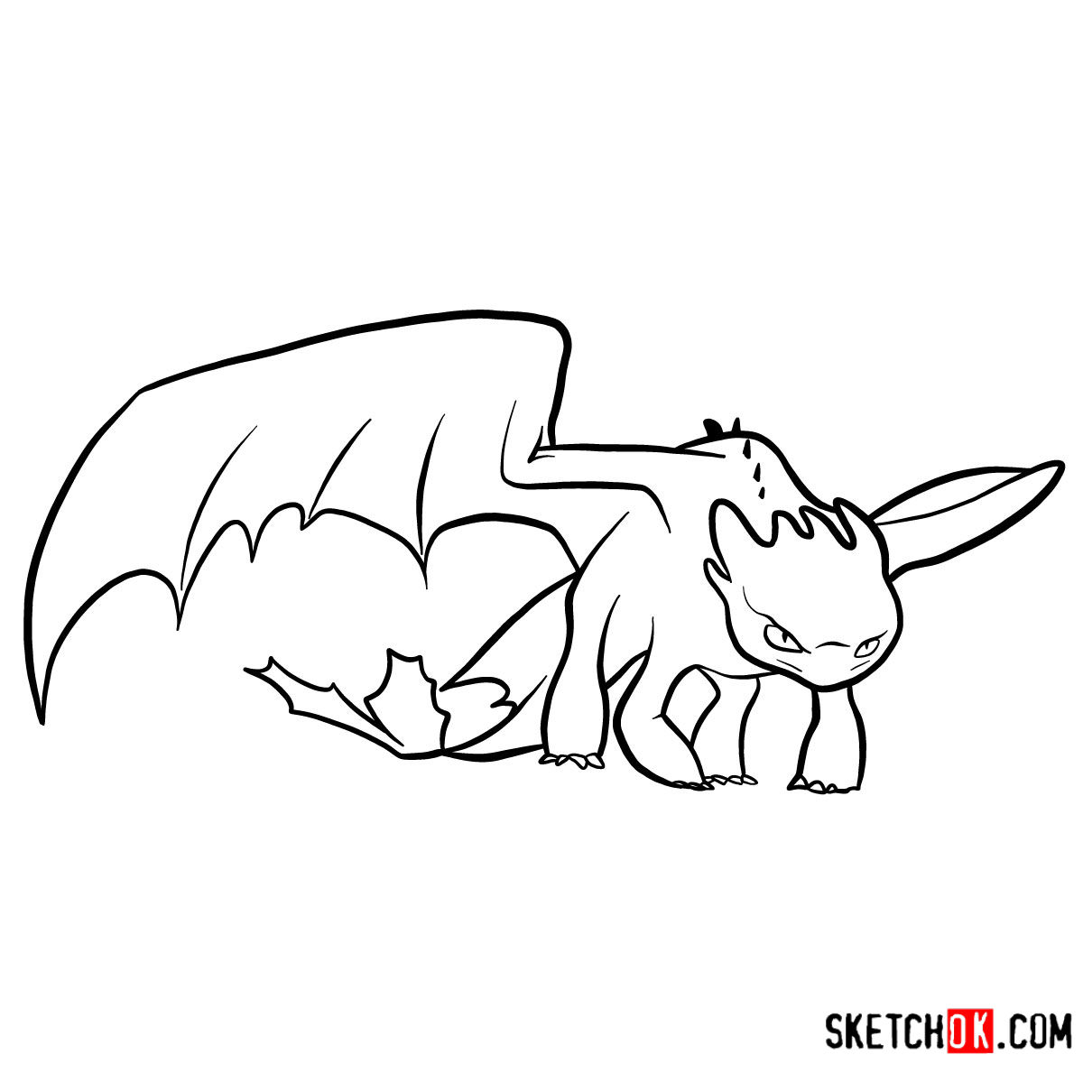 How to draw The Night Fury Dragon