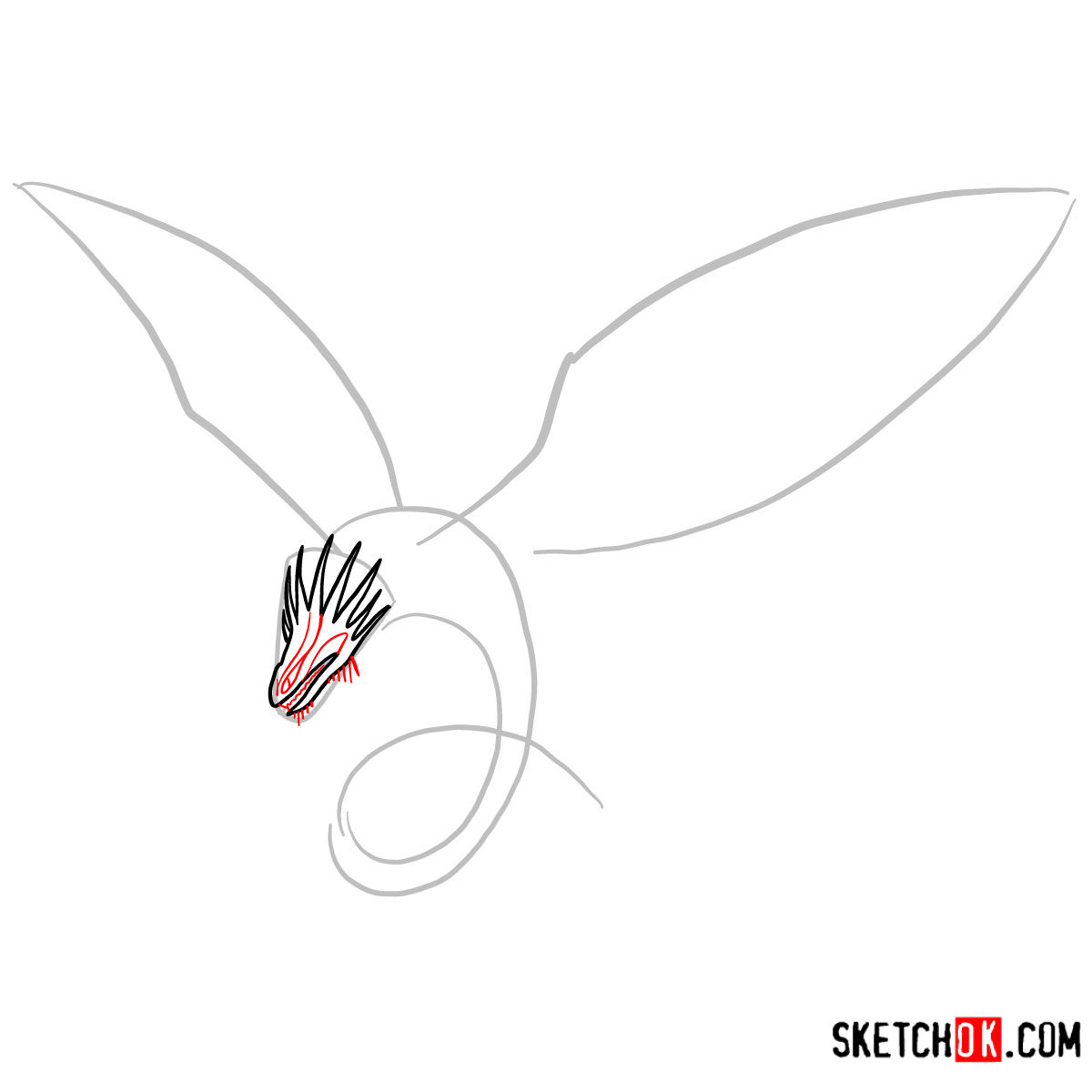 How to draw The Skrill Dragon | How to Train Your Dragon - step 03