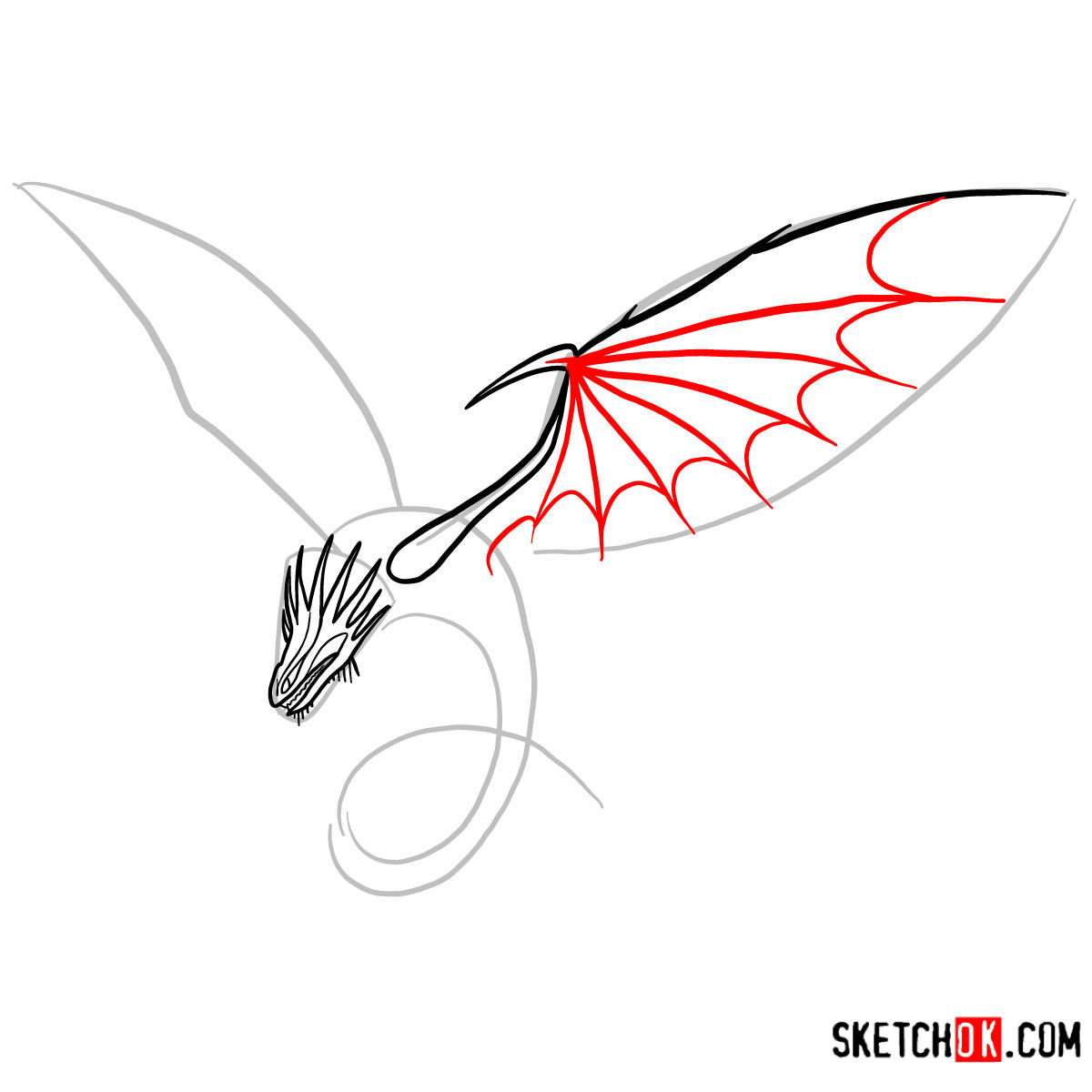 How to draw The Skrill Dragon | How to Train Your Dragon - step 05