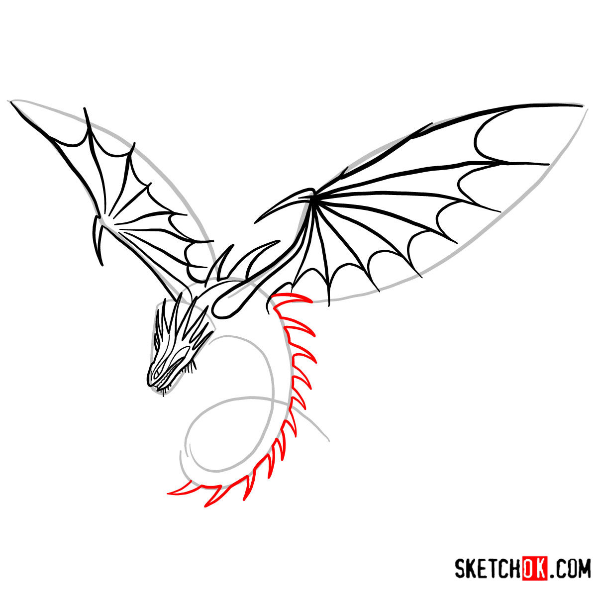 How to draw The Skrill Dragon | How to Train Your Dragon - step 08