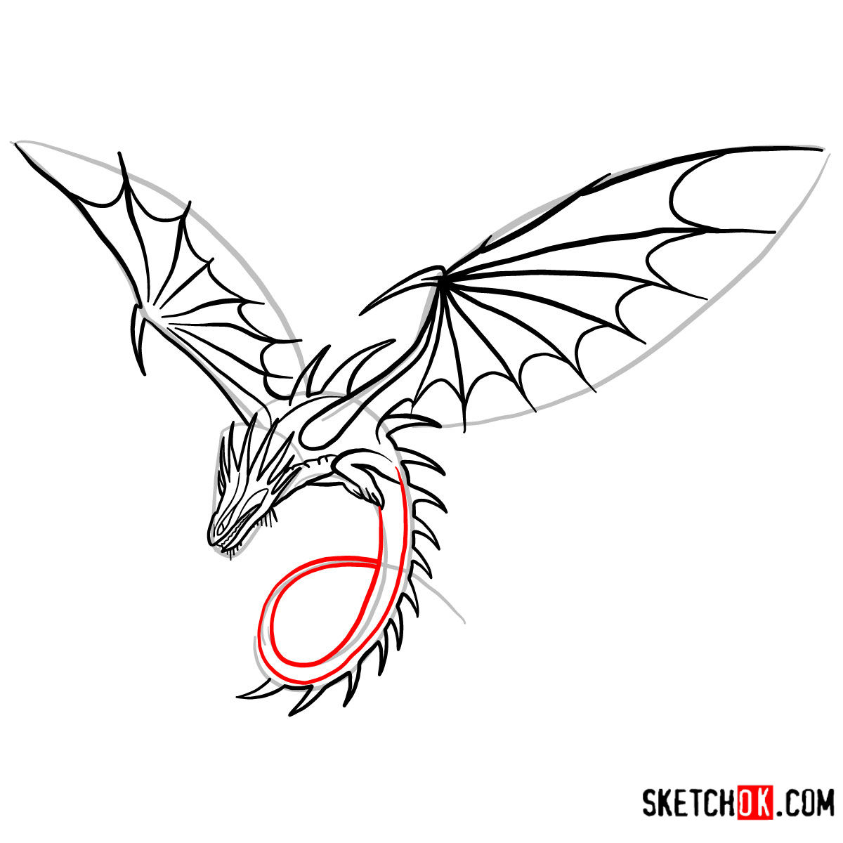 How to draw The Skrill Dragon | How to Train Your Dragon - step 10