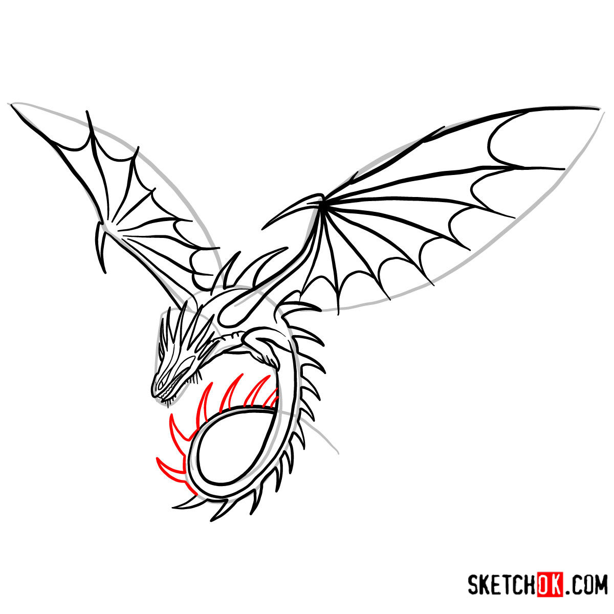 How to draw The Skrill Dragon | How to Train Your Dragon - step 11