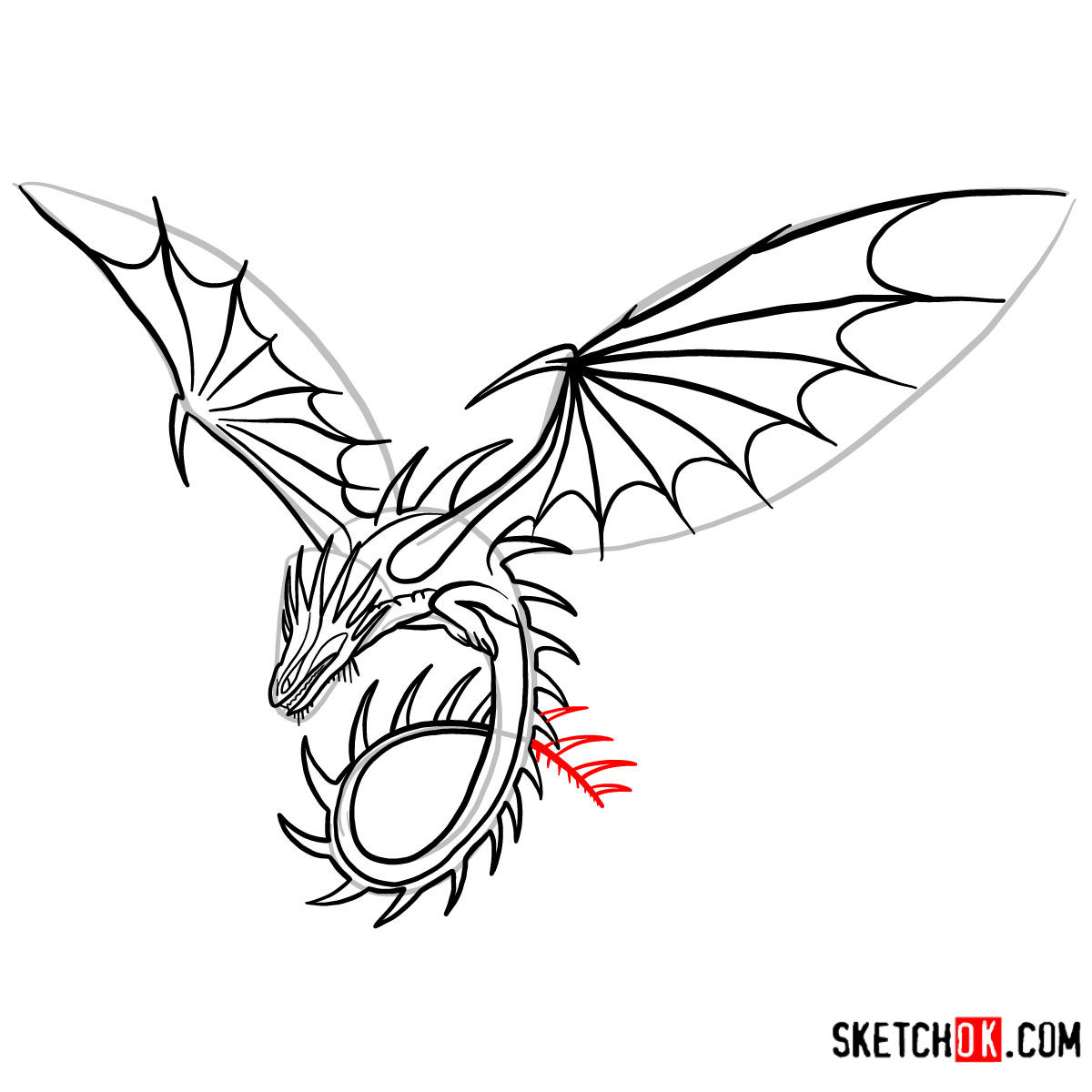 How to draw The Skrill Dragon | How to Train Your Dragon - step 12
