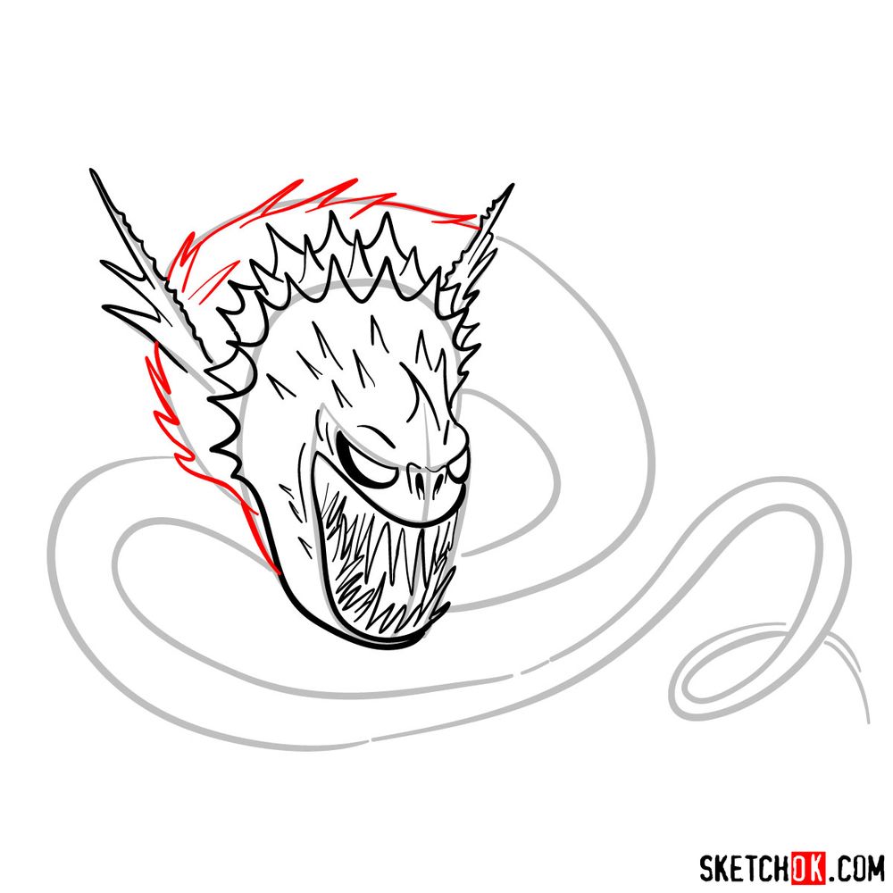 How to draw The Screaming Death dragon - step 10