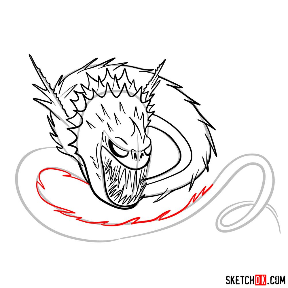 How to draw The Screaming Death dragon - step 12