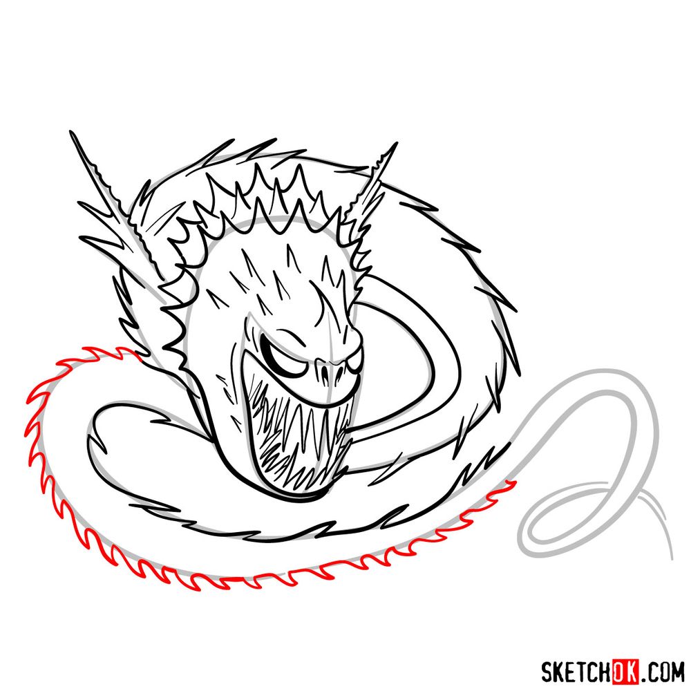 How to draw The Screaming Death dragon - step 13