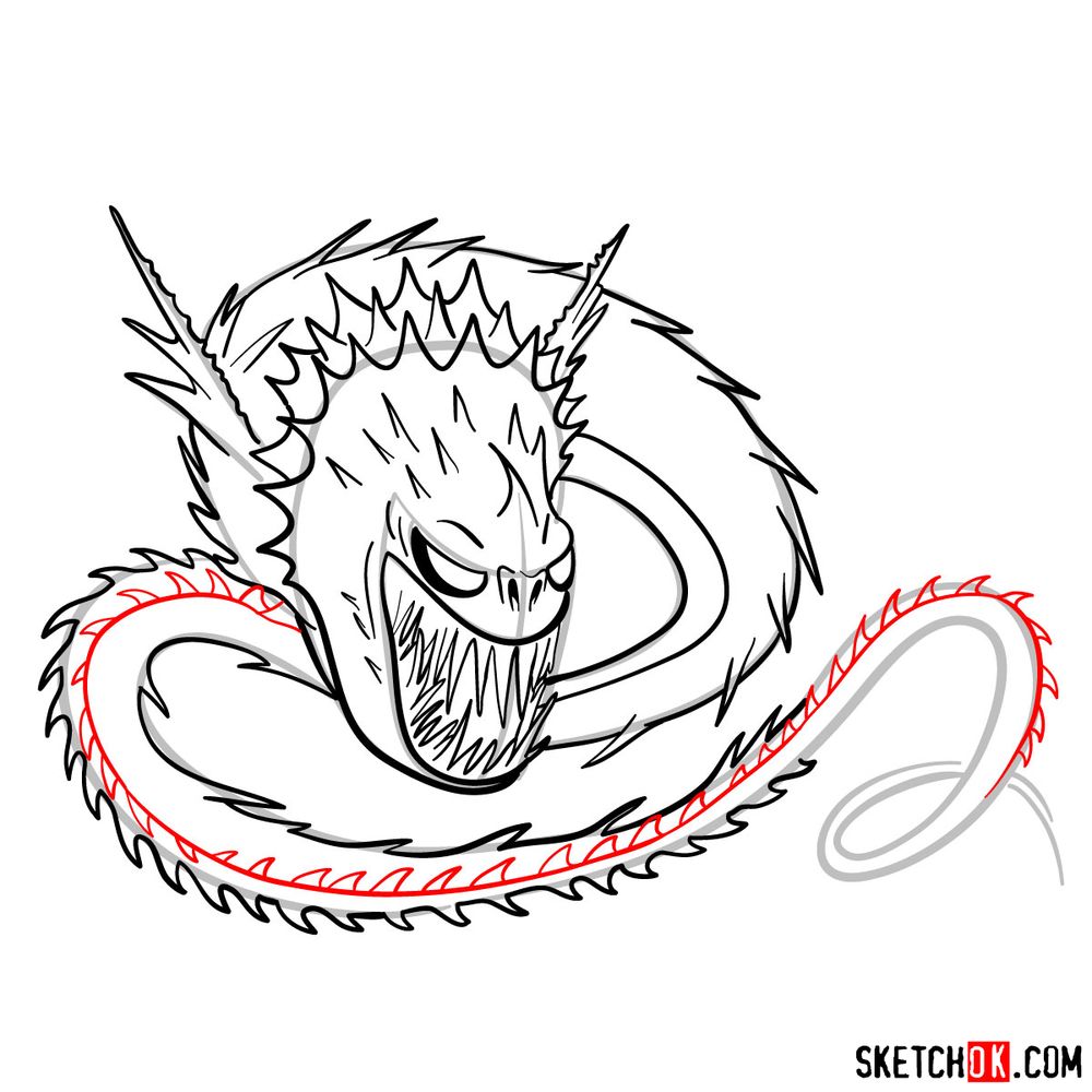 How to draw The Screaming Death dragon - step 14