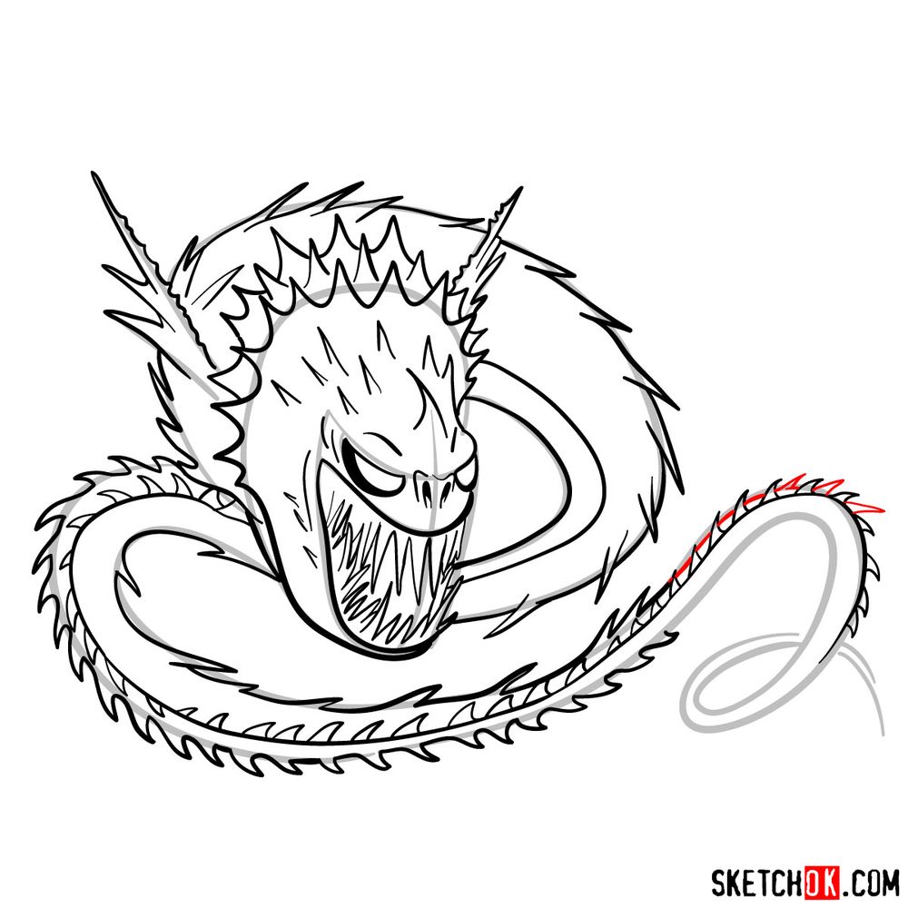 How to draw The Screaming Death dragon - step 15